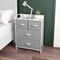 Emma and Oliver Hermes Nightstand with 4 Fabric Drawers, Charging Station with 2 USB Ports/Power Outlet, Engineered Wood Top, Wood Handles, Metal Frame